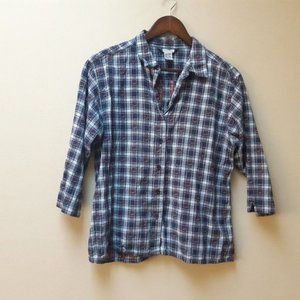 Como Blu Stripe?Button Front Tie Blouse